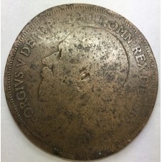 GREAT BRITAIN UK 1919 . ONE 1 PENNY . ERROR . OIL FILLED DIE